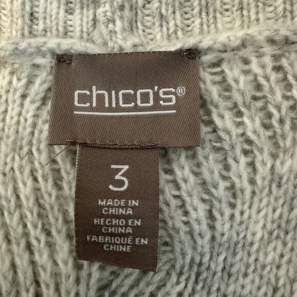 CHICOS Size 2‎ US L Open Front Long Line Super Soft Cabled Sleeveless Cardigan - Picture 3 of 5